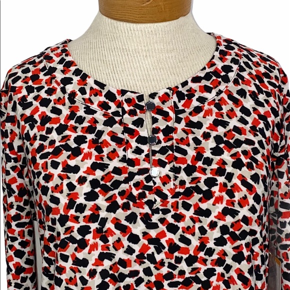 Kasper Scarlet Abstract Print Long Sleeve S - Picture 2 of 7